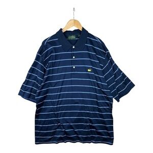 Peter Millar Masters‎ Polo Shirt Blue Stripe Cotton Stretch Golf Mens XL Augusta